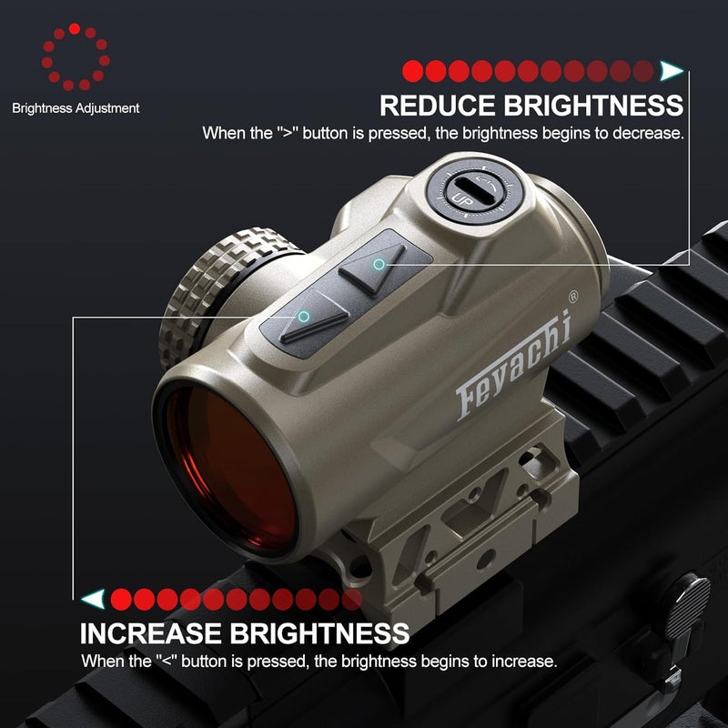 Feyachi V90 2 MOA نقطة حمراء رؤية اهتزاز استيقاظ نقطة حمراء نطاق مقاوم للماء بندقية 1 × 25 مم - Image 2